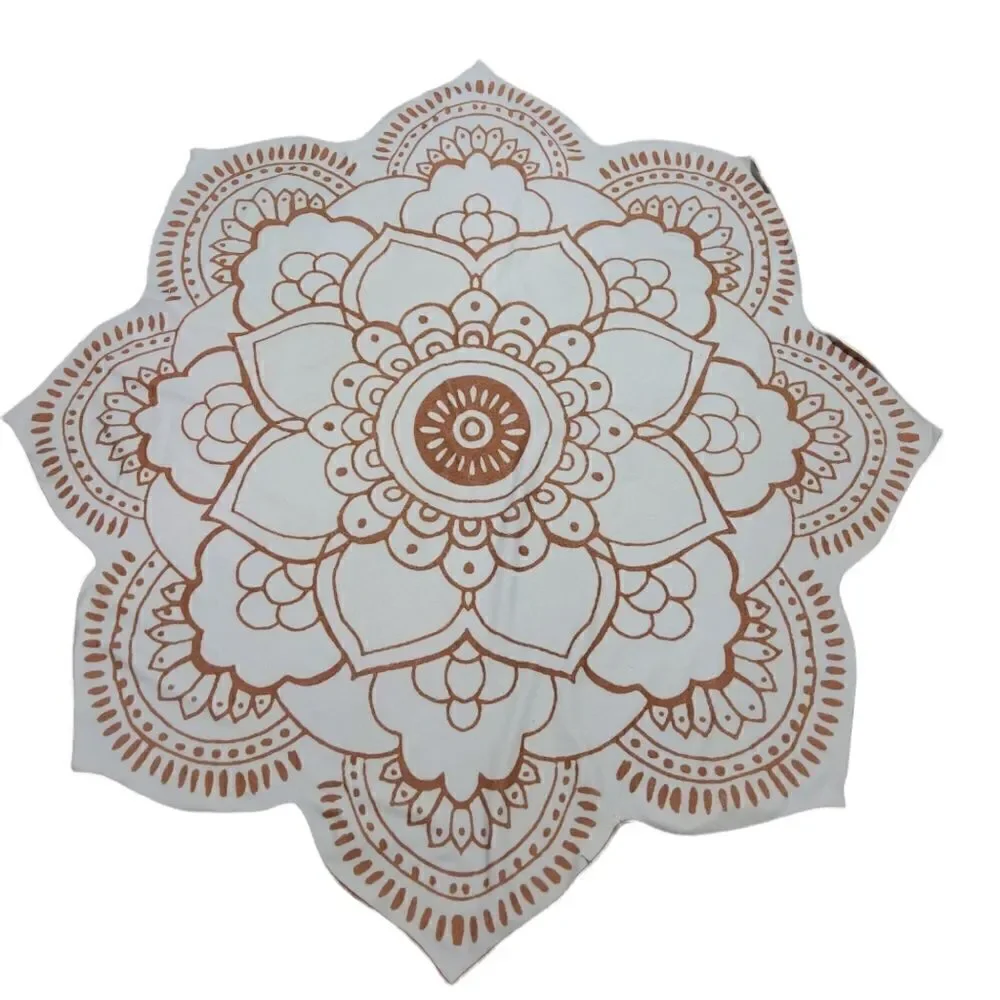𝅺VIX Paula Hermanny lotus flower beach towel blue and brown